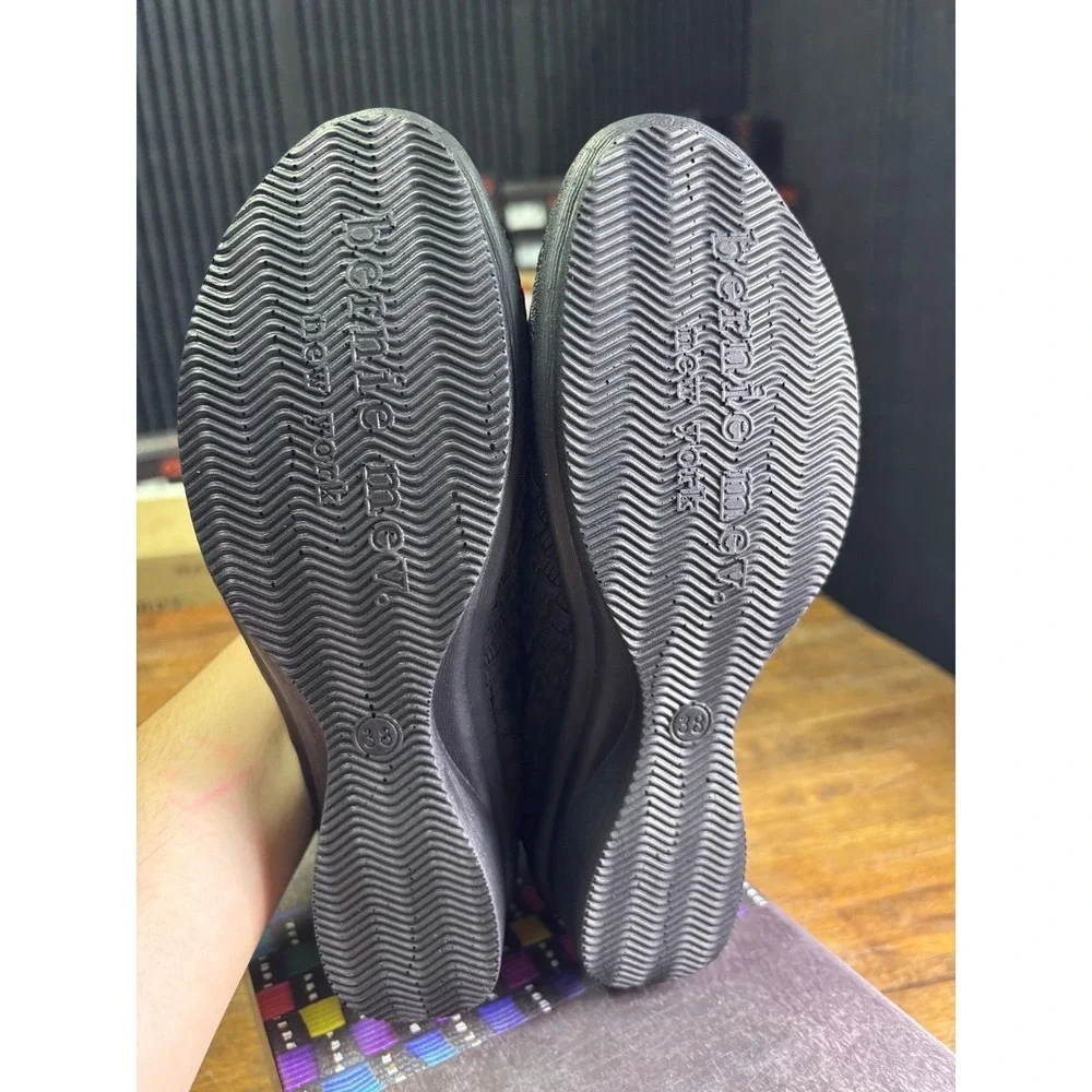 Bernie Mev Yael Fly Black Woven Elastic Wedge Shoes Size 38 US 7.5-8